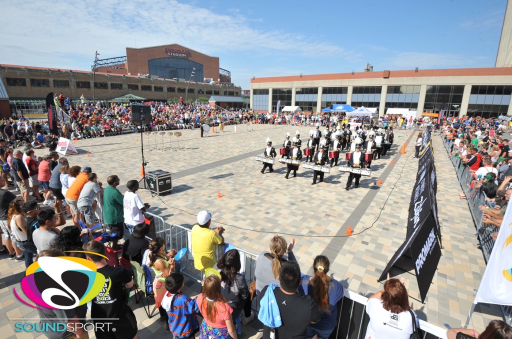 The Diplomats compete as part of the SoundSport event held in conjunction with the 2014 DCI World Championships in Indy.